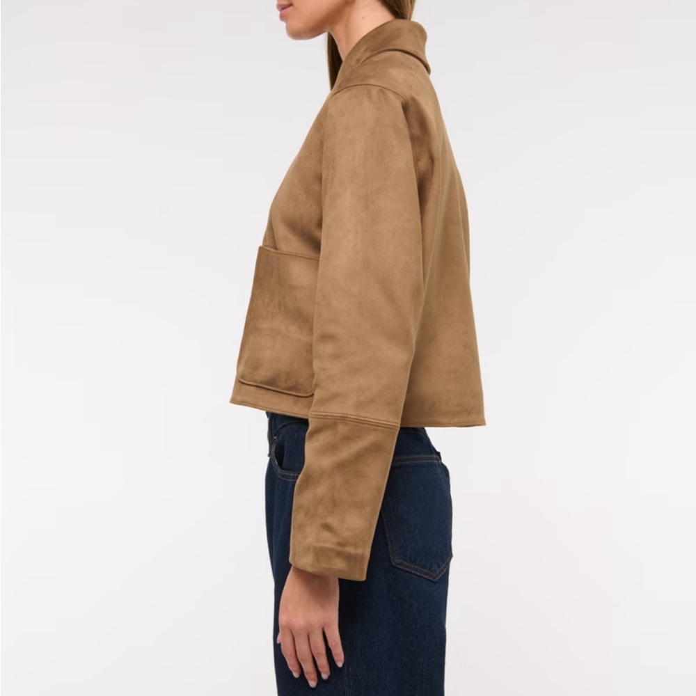NWT! Abercrombie & Fitch Vegan Faux Suede Short Fully Lined Jacket - Picture 10 of 10